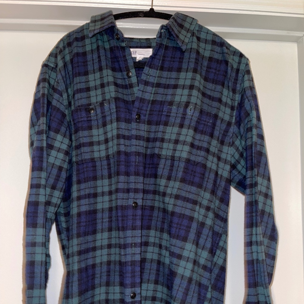 Gap Blue and Green Flannel